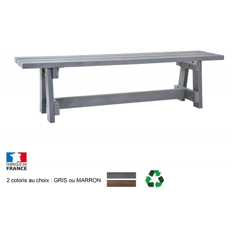 Banquette classique plastique recyclé fabricant français mobilier urbain écologique